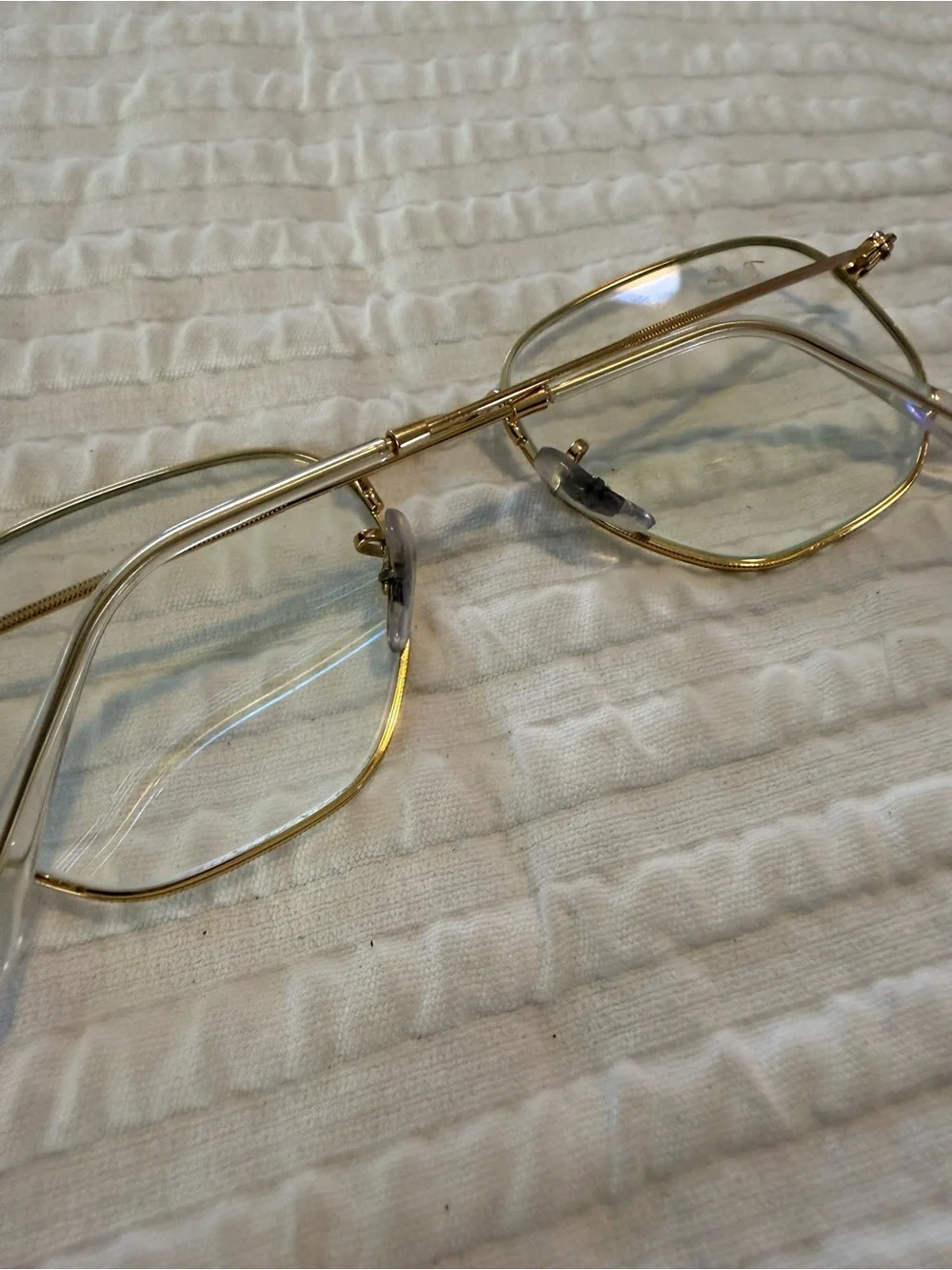 Ray-Ban Gold Metal Oversized Square Frames with Clear Lenses Blue Light GA000
